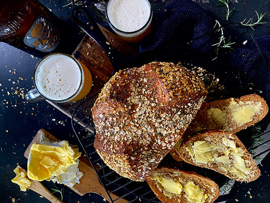 Good George Hazy IPA Bread with a Rosemary Oat and Rocksalt Crust