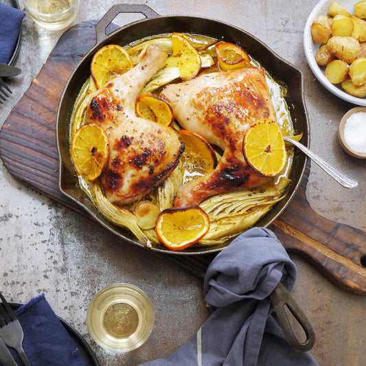 ROASTED CHICKEN WITH PERNOD AND ORANGES