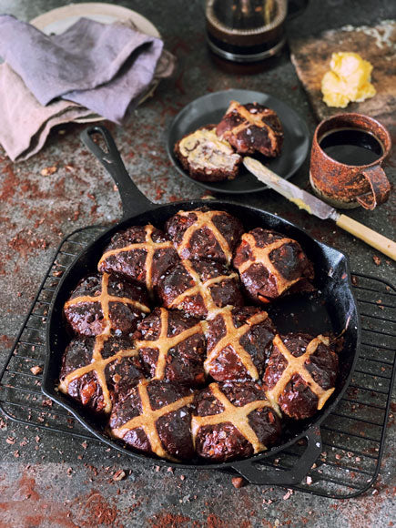 Ironclad's Salted Almond Chocolate Hot Cross Buns